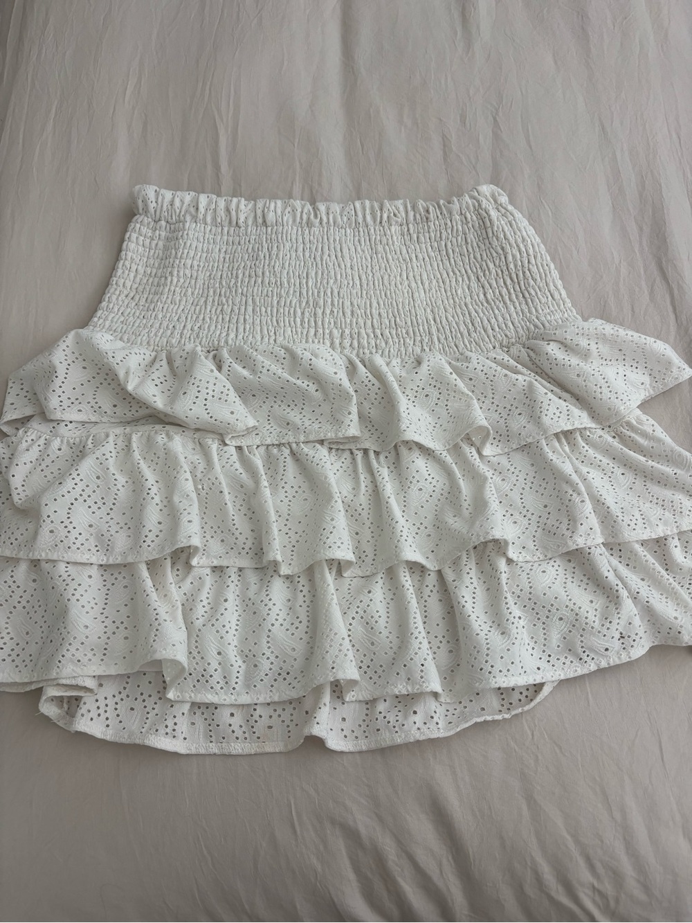 Michael Kors White Eyelet Ruffle Mini Skirt